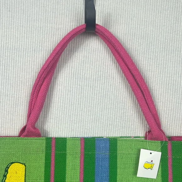 Masters Burlap Jute Tote Beach Bag Augusta National NWT ⛳️ Multi Stripes - Picture 4 of 11